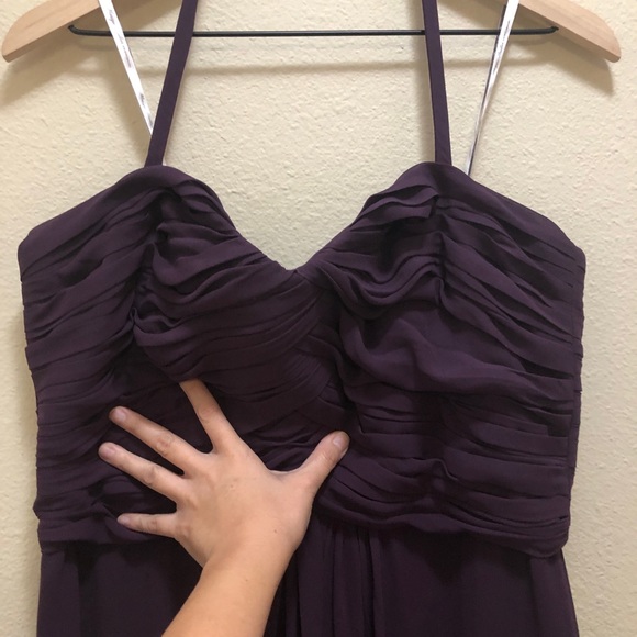 Monique Lhuillier Strapless Chiffon Gown Purple 12 - Picture 14 of 15